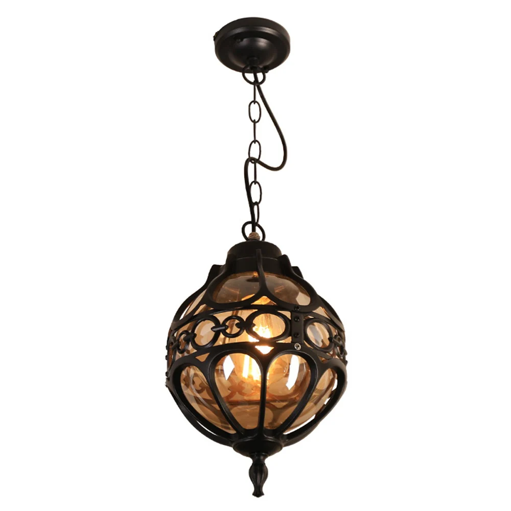 Outdoor Pendant Lamp Vintage Glass Chandeliers Ball Outdoor Pendant Lamp Balcony Grape Waterproof Aluminum E27 Bulb Garden Hanging Lamp Loft