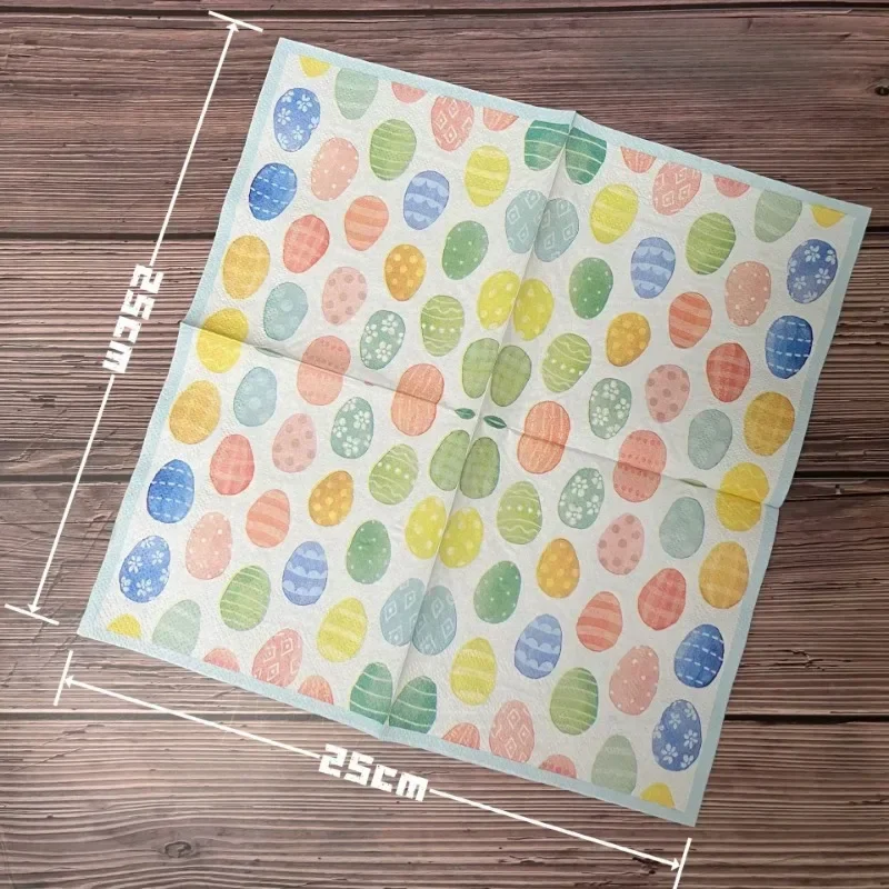 3-Ply Easter Party Colorful Egg Cartoon Printing Square Napkin 33*33cm 20pcs