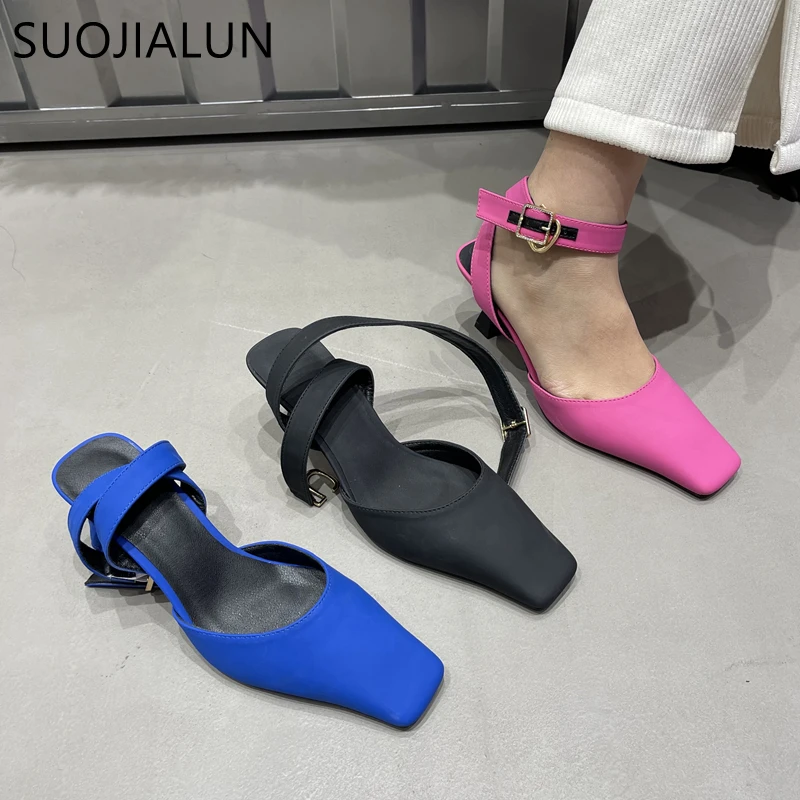 Tanie SUOJIALUN 2023 wiosna kobiet buty na pasku mody sklep