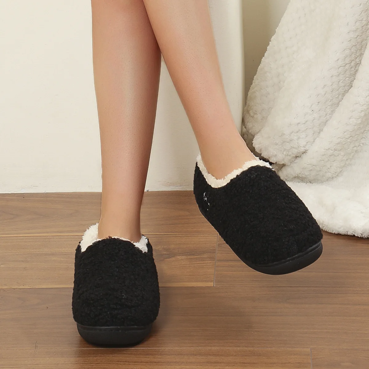 Shevalues Winter Plüsch Frauen Hausschuhe Mode Flauschigen Baumwolle Schuhe Indoor Fuzzy Haus Frauen Schuhe Fleece Gefüttert Warme Hause Schuhe – Detail 7