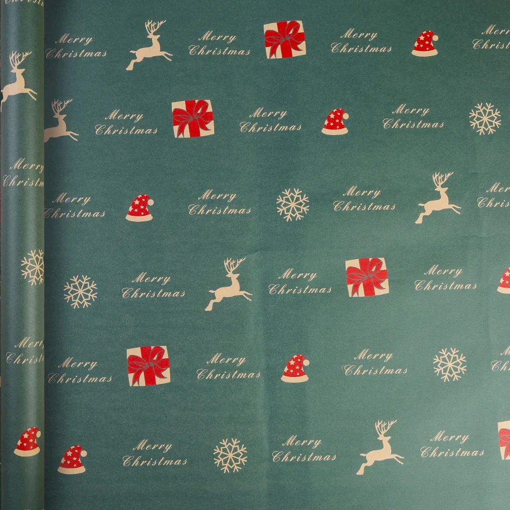 Christmas Gift Wrapping Paper Santa Claus Snowflake Pattern Gift Wrap Artware Kraft Paper Christmas Decorative Gift Packaging