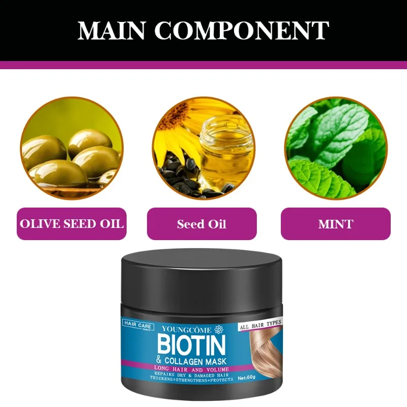 Hair Repairs Hair Mask Biotin Collagen Keratin Treatment Hair Conditioner Hair Essential Oil Nourishing for Dry Damaged Hair