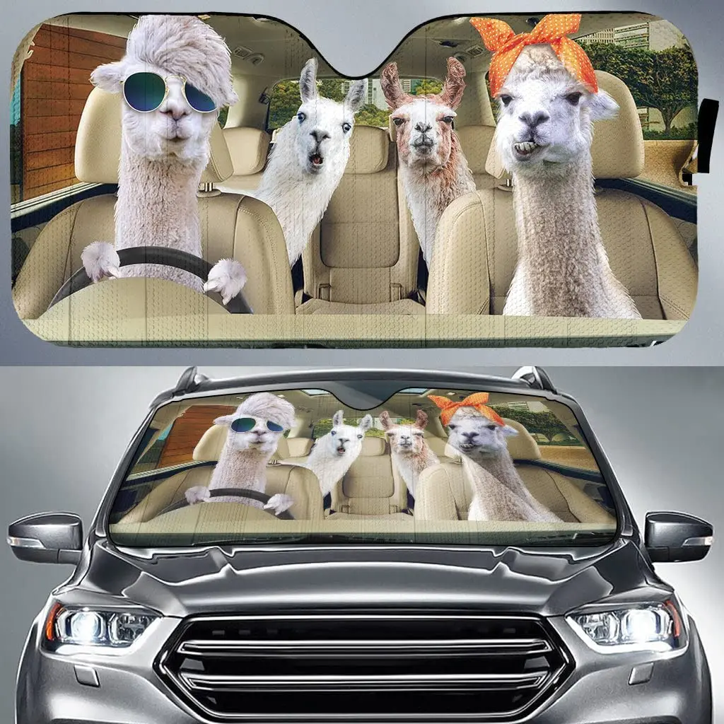 

Cool Sheep Family Driving On Summer Car Sunshade, Sheep Family Driving Auto Sunshade for Farmer Gift, Farm Animal Car Sun Cover,