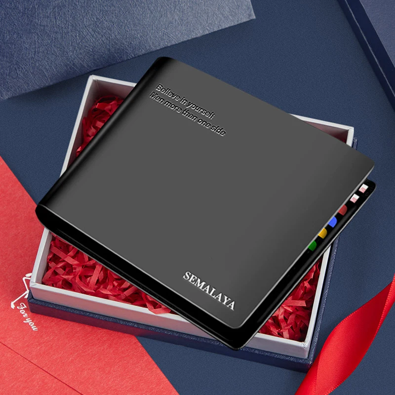 Men Wallet 100% Genuine Leather Men Wallets Premium Product Real Cowhide Wallets for Man Short Black Walet Men Wallet RFID Busin