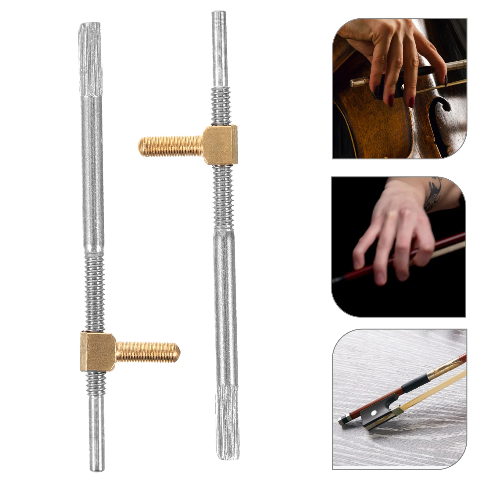 

2pcs Violin Bow Screw String Instrument Bow Frog Screw Violin Fitting Part Supply