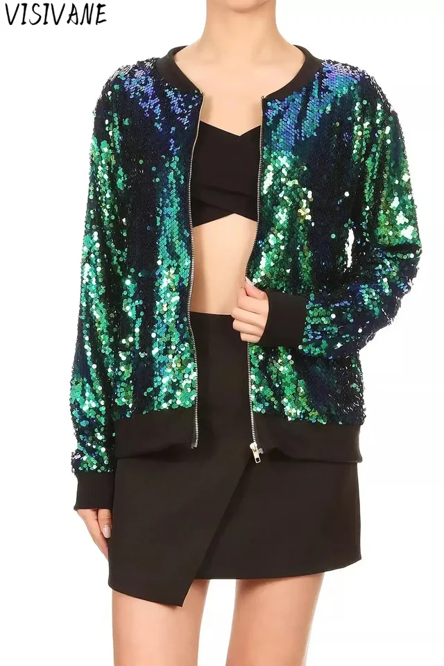 여성용 스팽글 베이직 코트: 겨울의 반짝이는 옷장 필수품