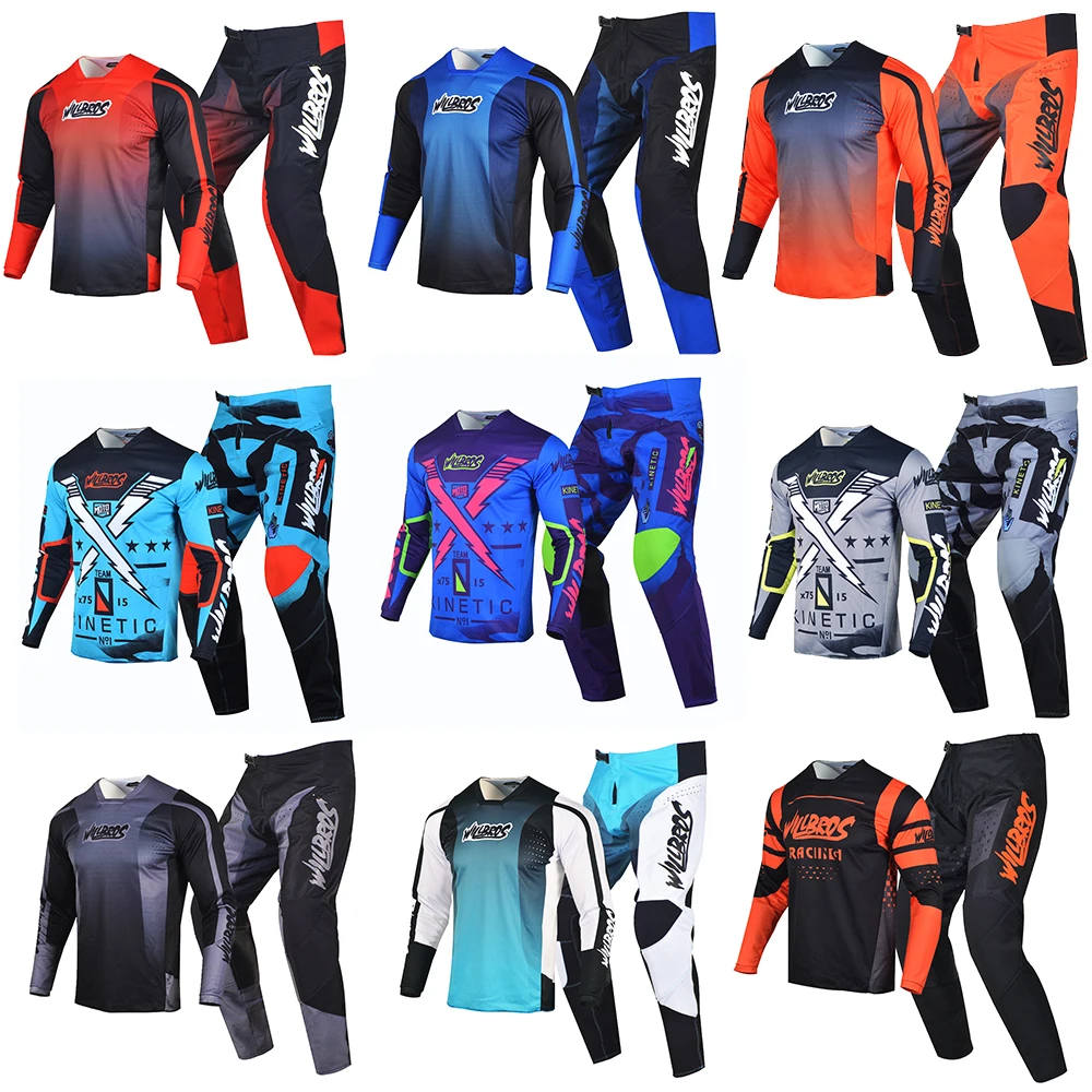 Willbros Mx Motocross Jersey Protettivo Pantaloni Combo Dirt Bike Offroad Race Suit Enduro Mtb Bmx Sx Dh Cycling Outfit