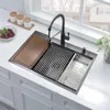 33 Inch Drop in Kitchen Sink, 16 Gauge Black Stainless Steel Sink Workstation Deep Kitchen Sink, Single Bowl Kitchen Sink Basin 3