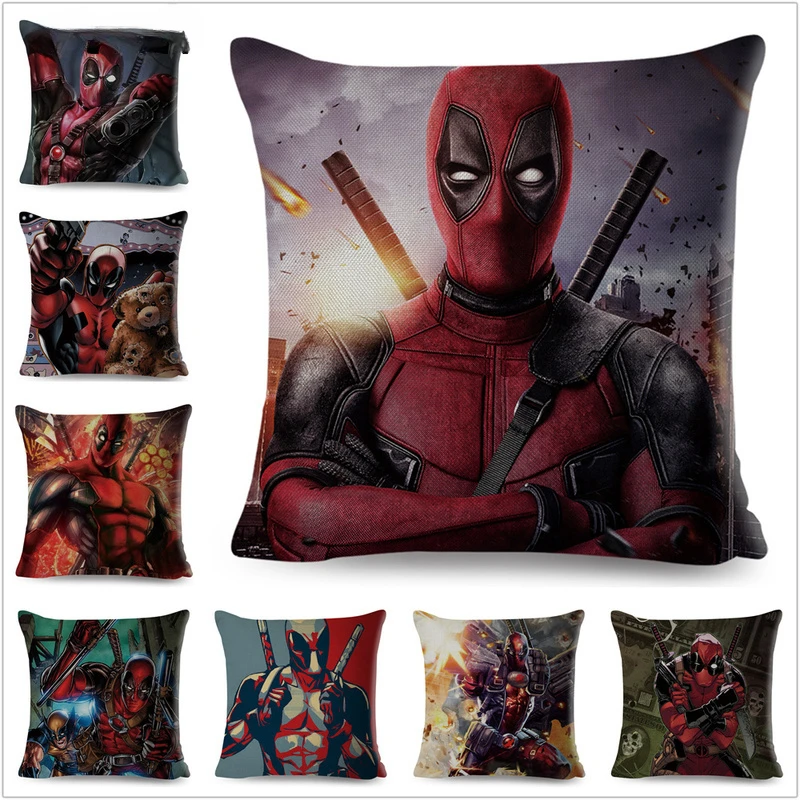

American Cartoon Marvel X-Men Characters Linen Square Soft Pillowcase Home Bedroom Office Hotel Decorative Pillowcase 45cmx45cm