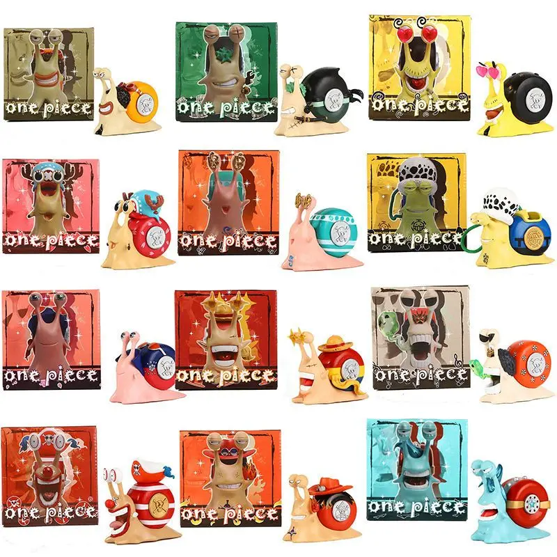 

12/One Pieces Figure Ace Luffy Den Den Mushi Law Doflamingo Telephone Snail Worm Action Anime Model Collection Decor Boys Gifts