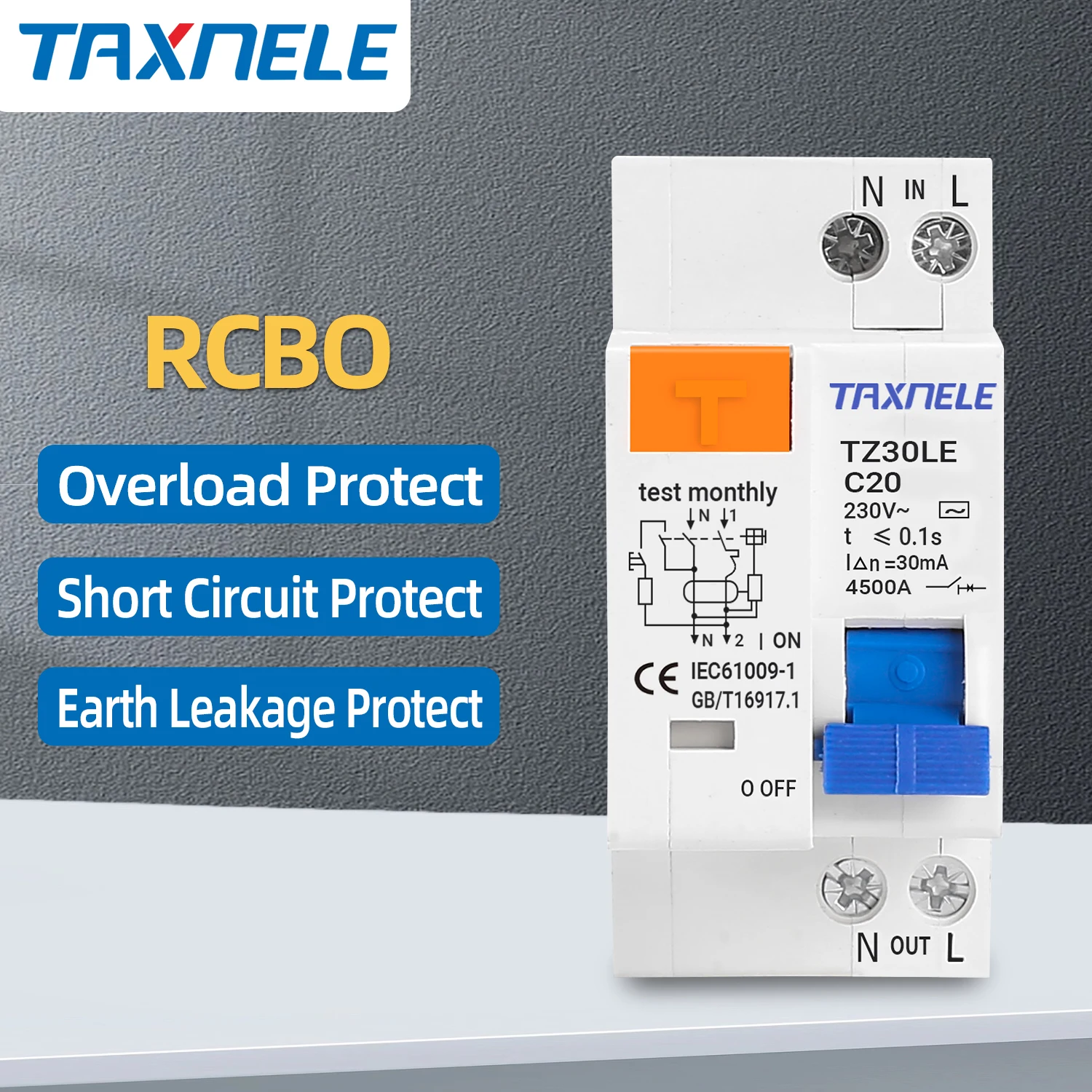 RCBO MCB DPNL Residual Current Circuit Breaker 1P+N DZ30LE DZ40LE EPNL Over And Short Current Leakage Protection RCCB RCD 32A