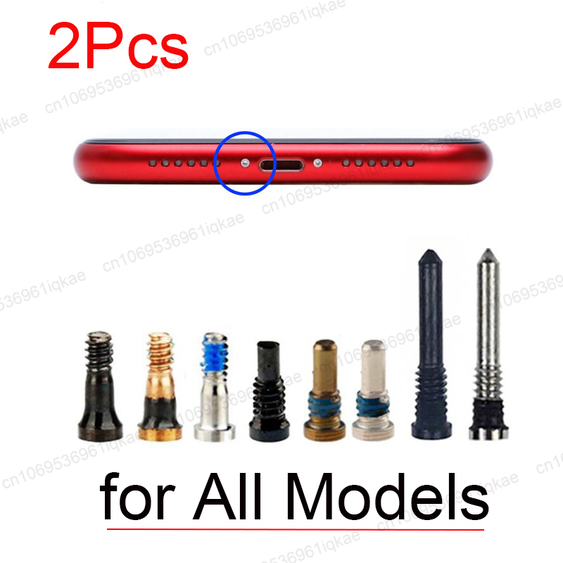 2Pcs Bottom Screws Compatible with iPhone 14/13/ 12 Pro Max/11 Pro Max/X Xs Max/XR/5 5s SE 6 7 8Plus Pentalobe Screws Free Tools