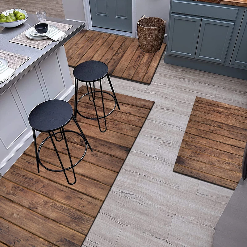 Description Picture 2 of itemVintage wooden kitchen carpet, indoor non-slip decorative mat for laundry room bathroom door window home floor carpet