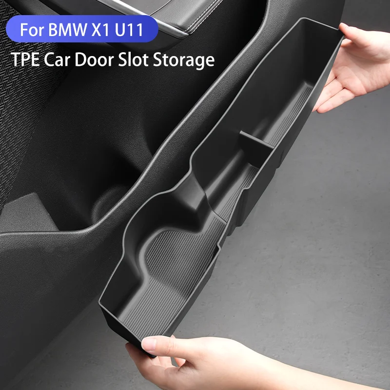 For BMW X1 U11 2023 2024 Car Door Storage Box TPE Front Rear Door Slot Organizer Tray Armrest Center Console Box Car Accessories