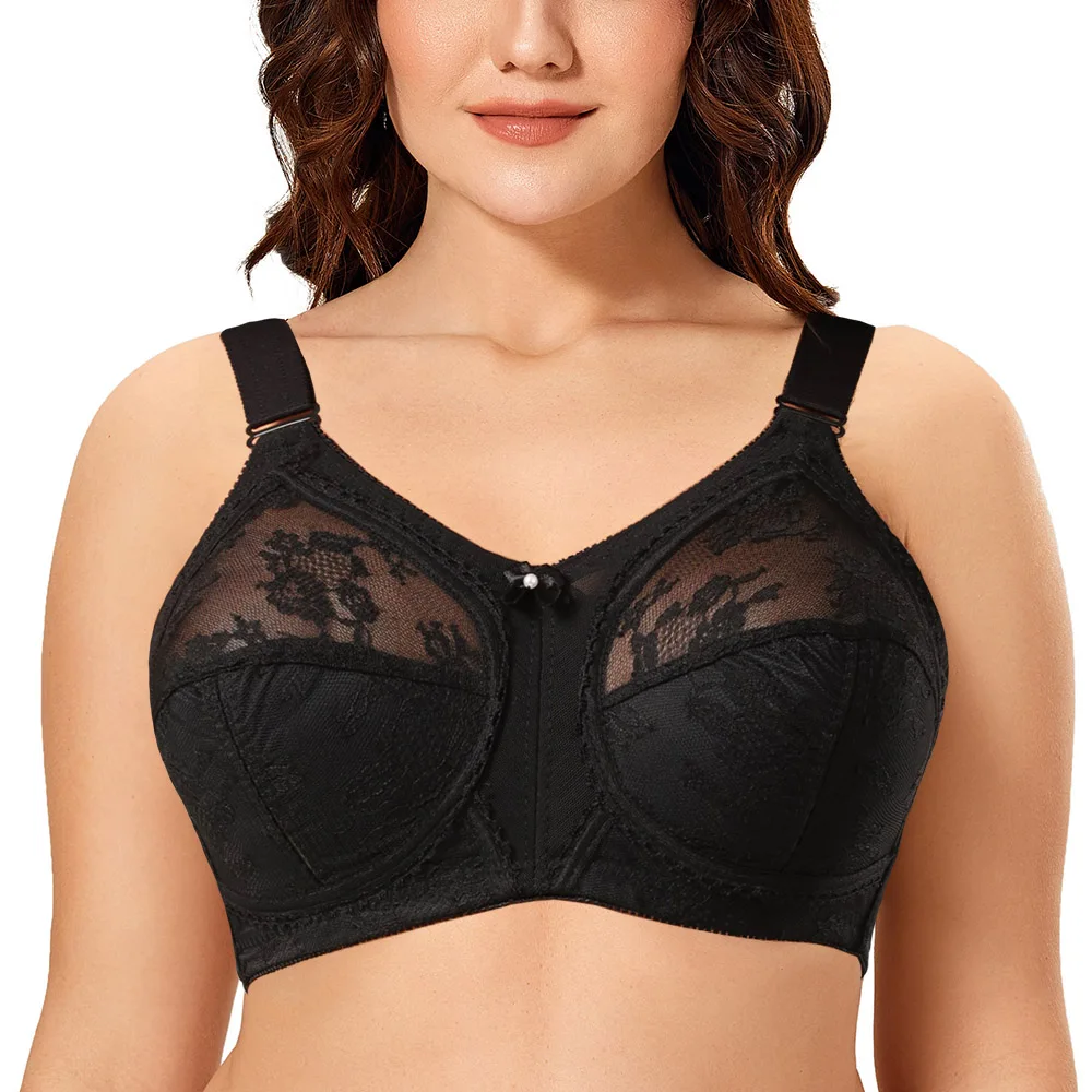 Plus Size Bra Sexy Bralette Lace Full Coverage Ultra Thin Wireless