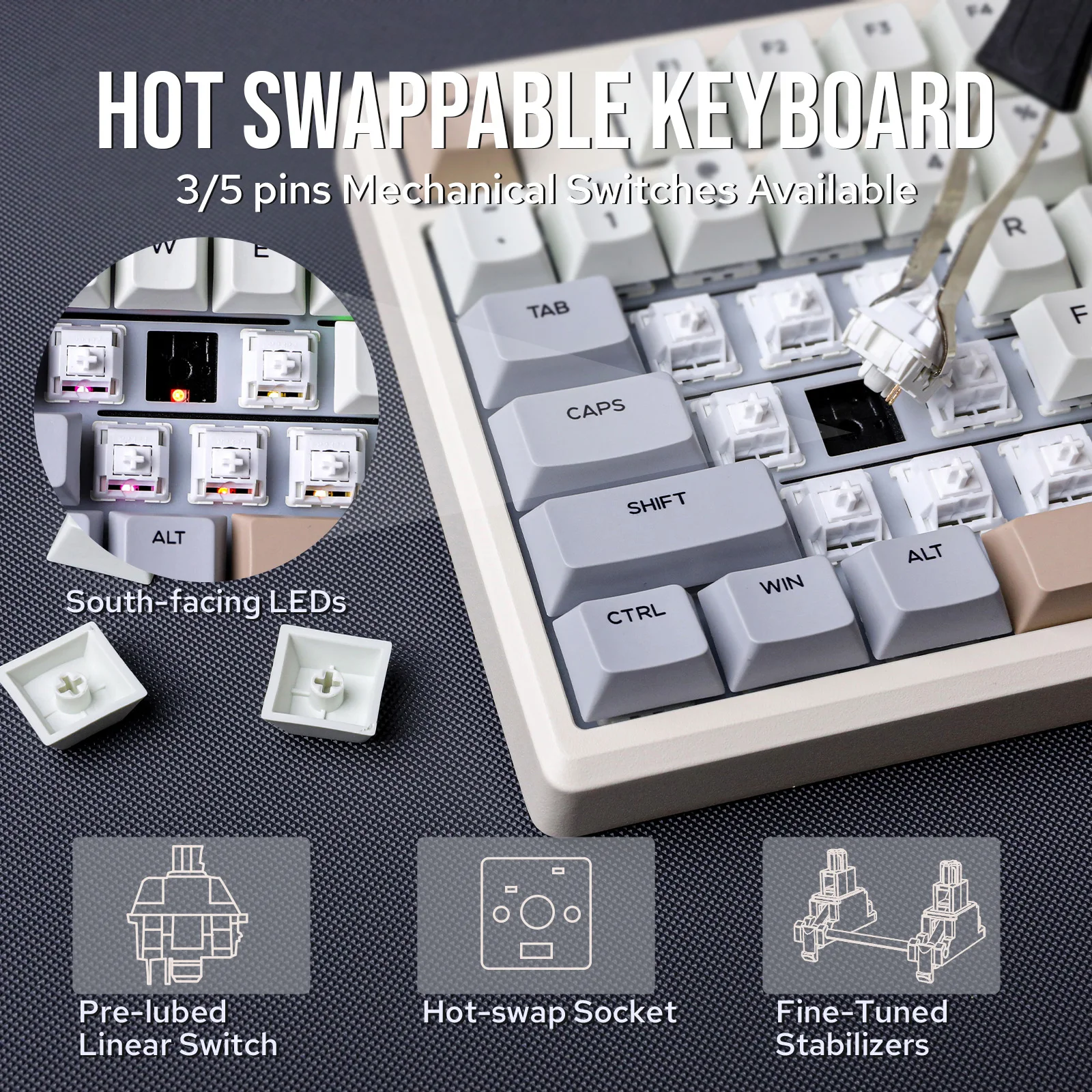 EPOMAKER Galaxy100 1800 ANSI US 레이아웃 핫스왑 가스켓 마운트 트라이 모드 무선 알루미늄 기계식 게이밍 키보드
