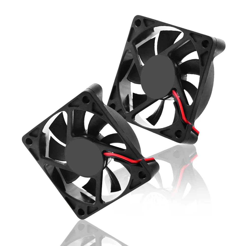 60 X 60 X 10mm Low Noise CPU Heat Sink Cooler 2 Pins 12V DC Cooling Fan Computer PC Case CPU Cooler Case Fan 4900-6050 RPM 2pcs