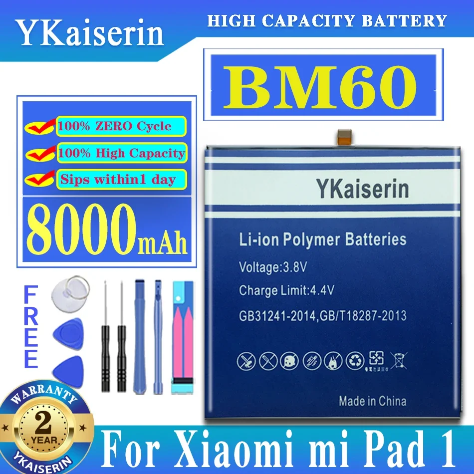 

YKaiserin For Xiao Mi BM60 BM 60 Tablet Battery For Xiaomi Mi Pad 1 Pad1 Mipad1 Mipad 1 A0101 Batterie 8000mAh Batteria