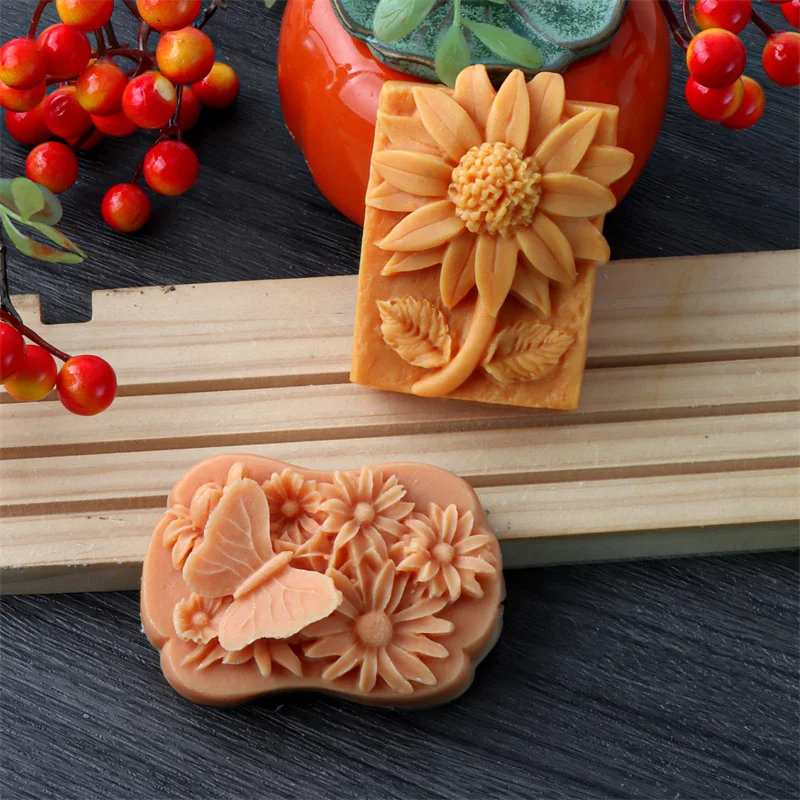 3D Sunflower Small Daisy Silicone Soap Mold DIY Flower Butterfly Gypsum Aromatherapy Home Decor Clay Resin Art Crafts