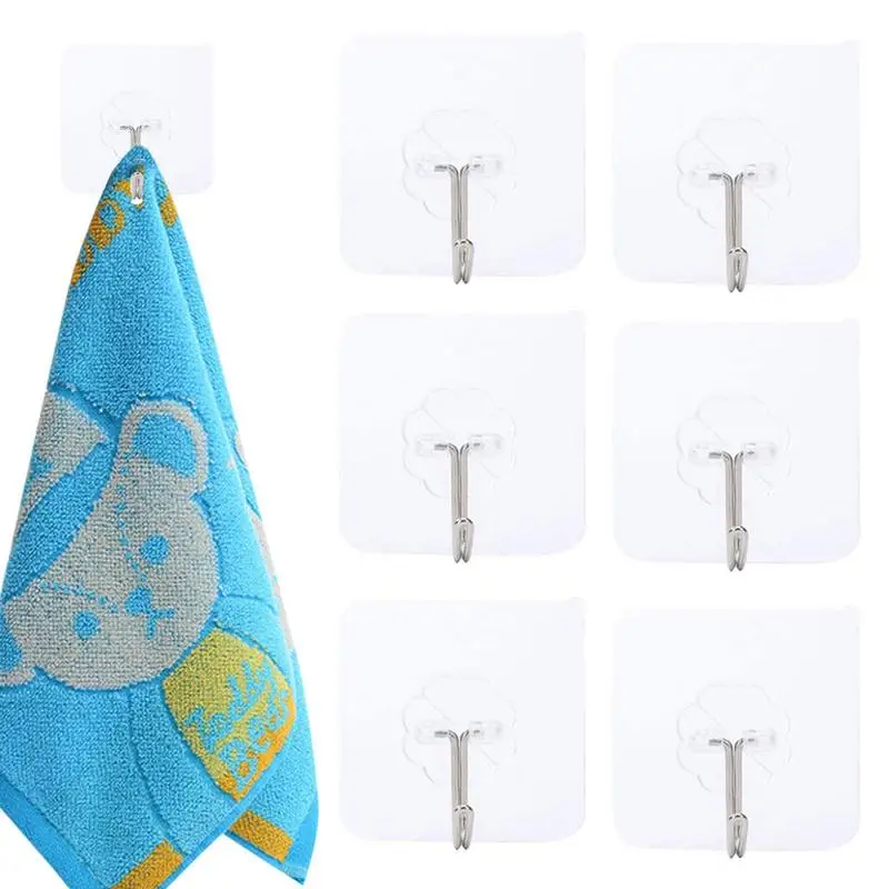 

6PCS Seamless Hooks Strong Hooks Wall Strong Adhesive Free Punch Hook For Kitchen Bathroom Bedroom Wholesale Price