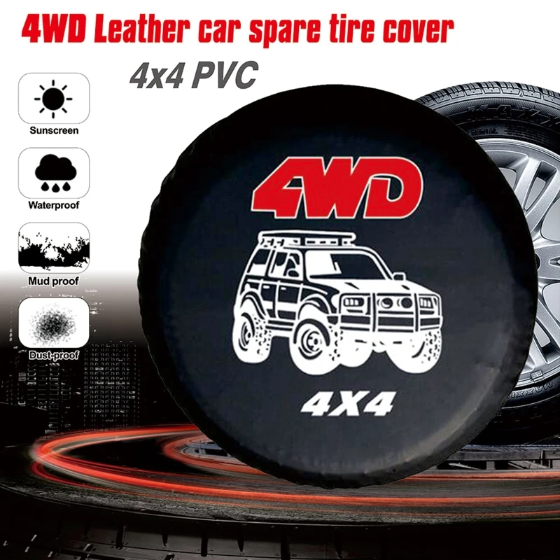 090E 14" 15" 16" 17" 4WD 4x4 PVC Leather Spare Wheel Tire Cover for Case Bag Protector for Camper Travel Trailer Car tire cover