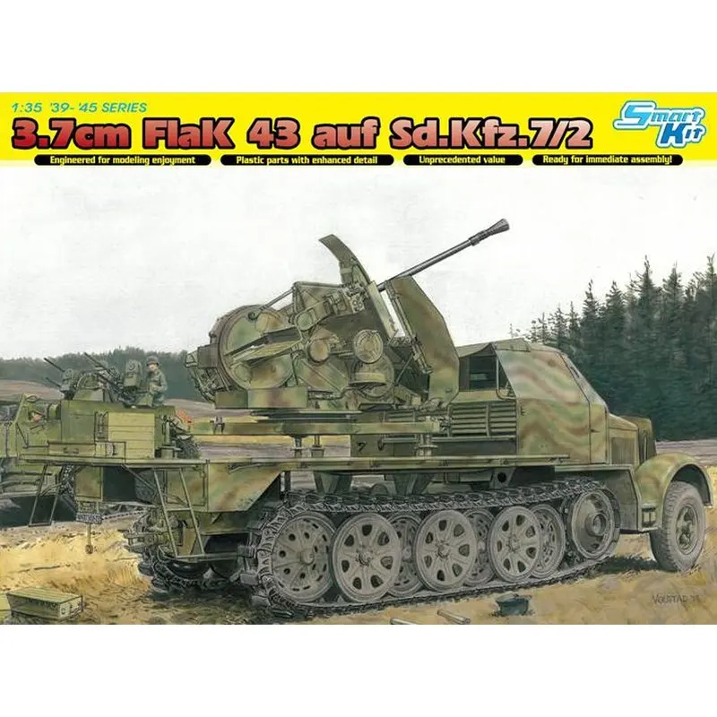 Dragon 6553 1/35 3.7Cm Flak 43 Plane Sd.Kfz.7/2-Kit Modello In Scala