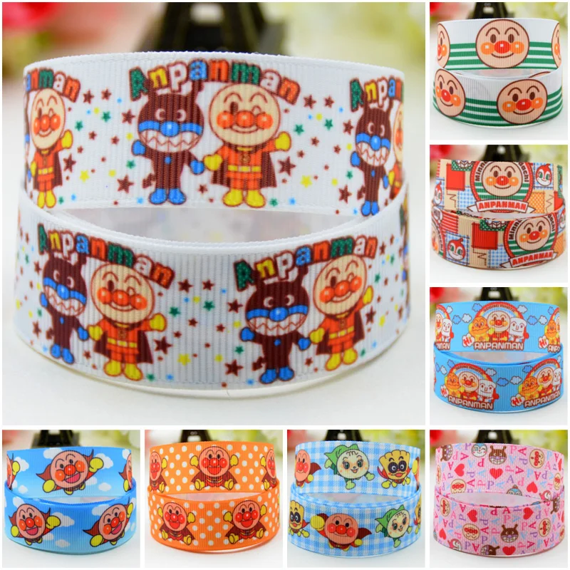 

22mm 25mm 38mm 75mm Ruban satin Anpanman Cartoon Character printed Grosgrain Ribbon Hair Accessories party decoration 50 Yards