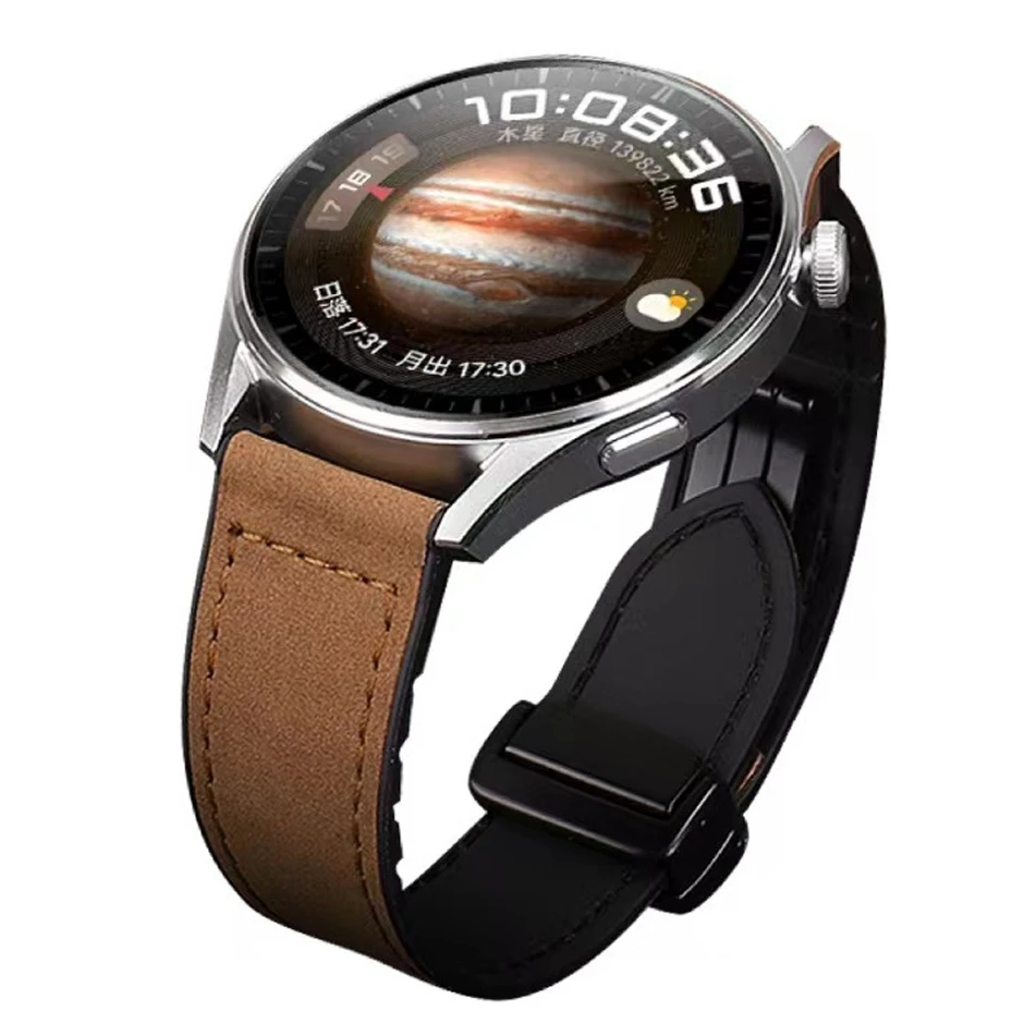 Elegant Leather Silicone Magnetic Watch Strap Band - Premium Adjustable Bracelet