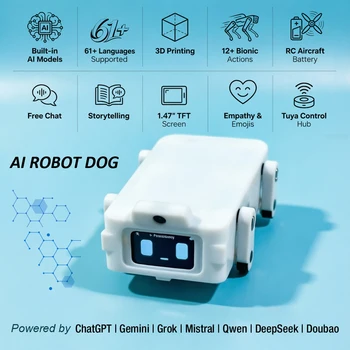 CLOUDRAKER Cane Robot Intelligente AI, Giocattolo Educativo per Bambini con Riconoscimento Vocale e Interazione Vocale, Compatibile con ChatGPT Germini