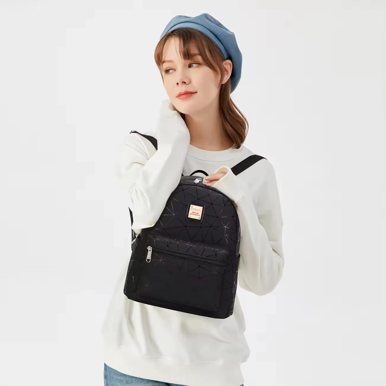 2168 Black Leather Mini Backpack,Lightweight,Fashionable Casual Girl Backpack,Women's Backpack,School Bags College