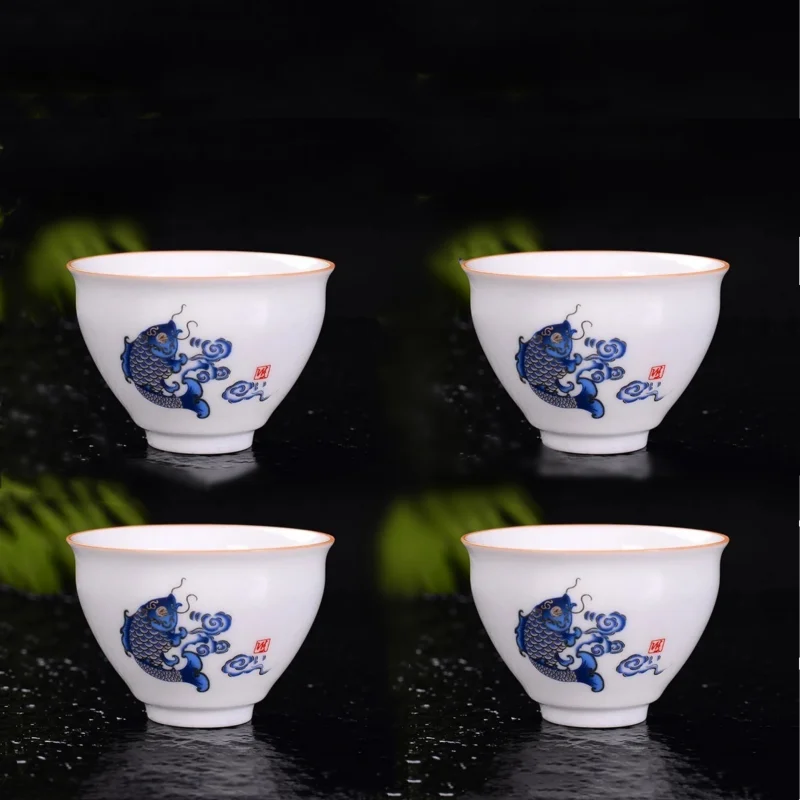 Chinese Kungfu Teaware, Teacups Set, Household Ceramic Small Tea Cup, Tea Bowl, Delicate Porcelain, Wine Cup, Household