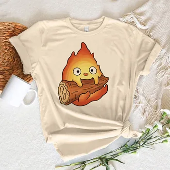 Calcifer top women designer summer harajuku t shirt girl Japanese manga clothing 1