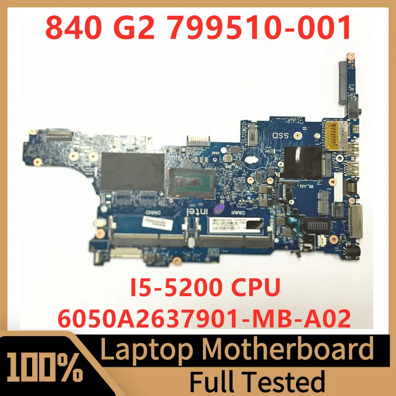 

799510-001 799510-501 799510-601 For HP 840 G2 Laptop Motherboard 6050A2637901-MB-A02 With I5-5200 CPU 100% Full Tested Good