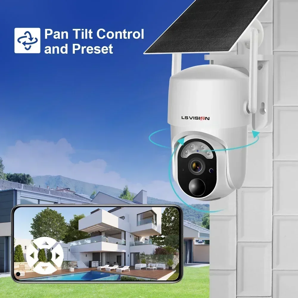Jennov 3G/4G LTE Telecamera Esterno Solare con Scheda SIM, 2K 360°PTZ Telecamera Senza Fili Solare, Visione Notturna a Colori, Rilevamento del Movimento PIR, Audio Bidirezionale, IP66