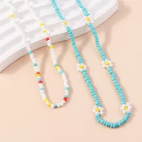 Collier de perles Boho Korea Lovely Flowers Seeds pour femmes, tour de cou court, déclaration, bijoux de vacances, cadeaux, été 5