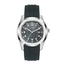 Elegant Men's Orange Dial Minimalist Sport Watch with Silicone Strap (V341 Silver Black3)