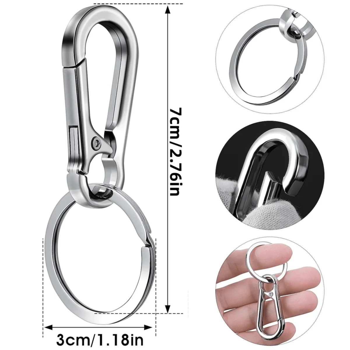 4Pcs Carabiner Clip Keychain Metal Carabiner Shape Key Ring Keyring Key Holder Clips Hook Holder Organizer for Car Keys Finder