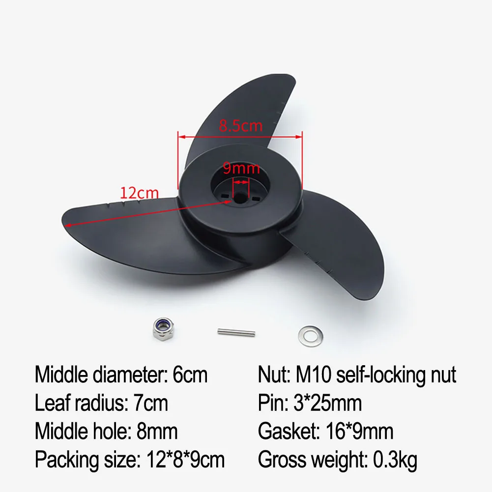 【Stylish】 Boating Accessories Black Electric Trolling Motor Parts Propeller Versatile Compatibility Carbon Steel Construction