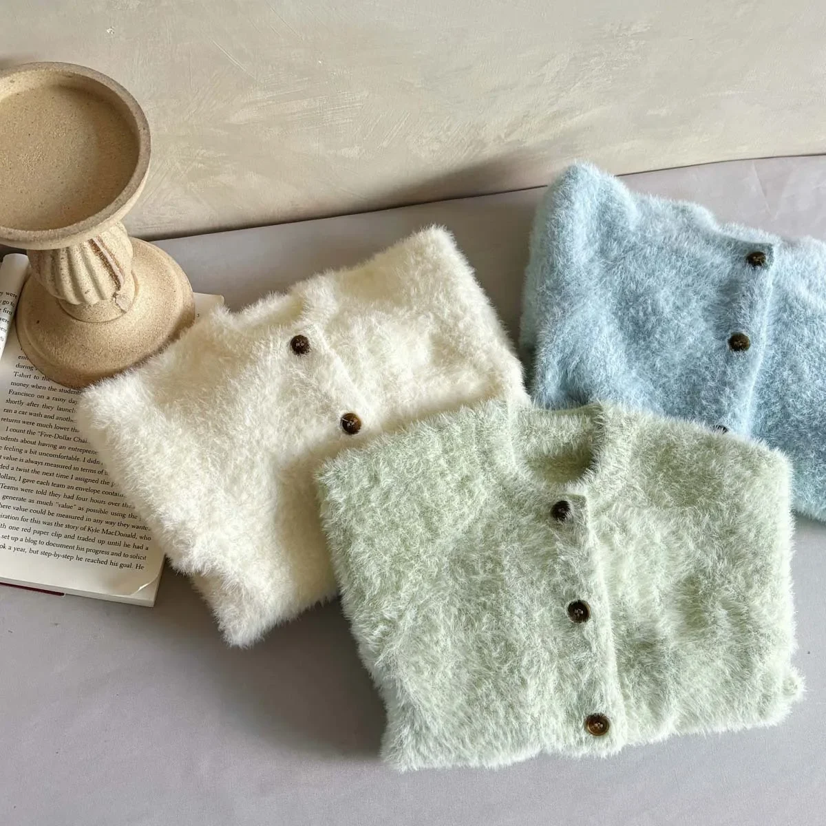 Autumn Winter Plush Knitted Baby Romper Long Sleeve Sweater Warm Outdoor Crawling Suit Boy Girl Newborn All-In-One Outfit