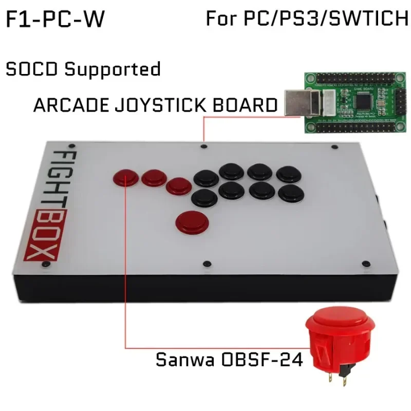 

FightBox f1-Battle Board - UP5 All Buttons Hitbox Style Arcade Joystick Stick Controller for PS5/PS4/PC/XBOX Sanwa OBSF-24/30