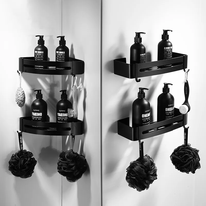 Bathroom Shelf Organizer Shower Storage Rack Wall Mounted Aluminum Toilet Shampoo Holder No Drill storage rack shower shelf bathroom storage shelf bathroom corner shelf