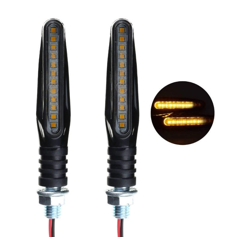 

Sequential Blinker Flasher Dynamic Flowing Universal Motorcycle Electric Bike 12 LED Side Marker Lamp Turn Light