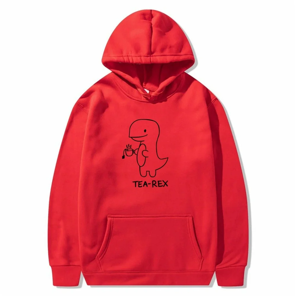 Tea Rex Dinosaur Coffee Print Casual Hoodie for Men - Spring and Autumn Collection