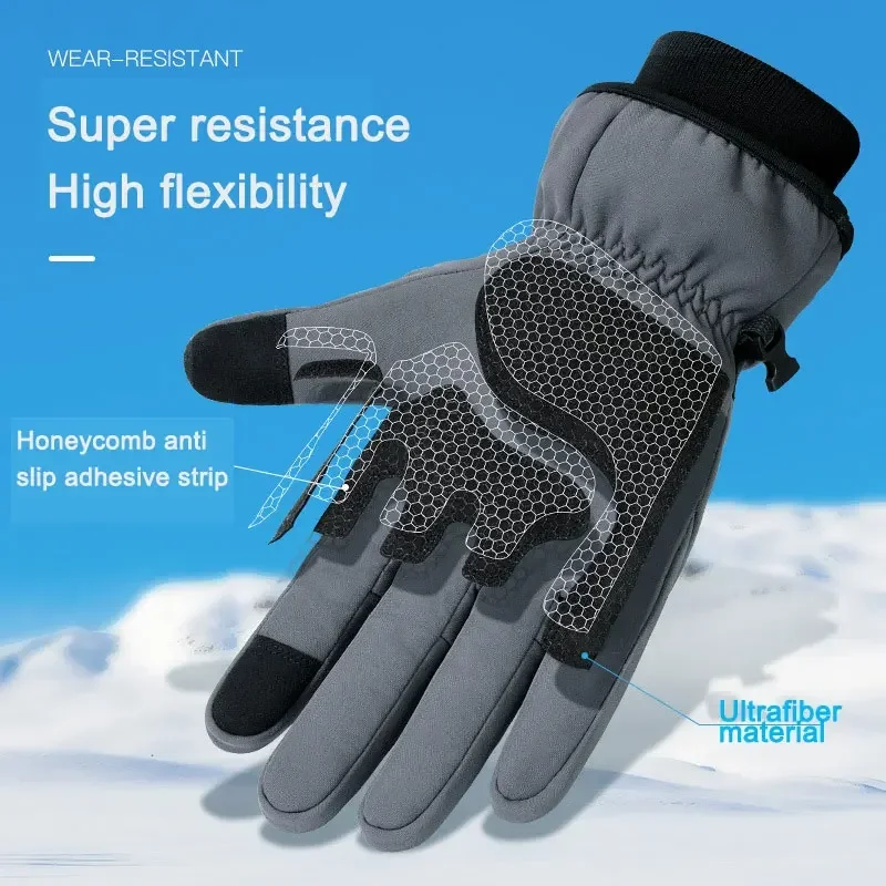 Winter Men Women Gloves TouchScreen Waterproof Windproof Gloves Outdoor Sports Warm Cycling Snow Ski Gloves Full Finger Non-slip 3
