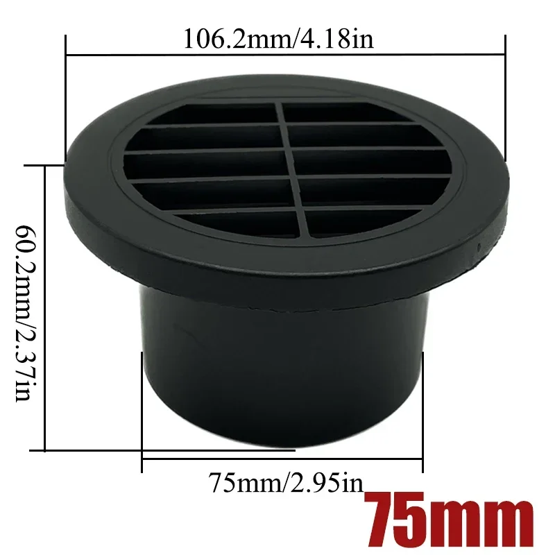 4X 42mm/60mm/75mm/90mm Warm Heater Parking Heater Air Vent Car Ducting Duct Air Outlet Black For Webasto Truck Auto Parts