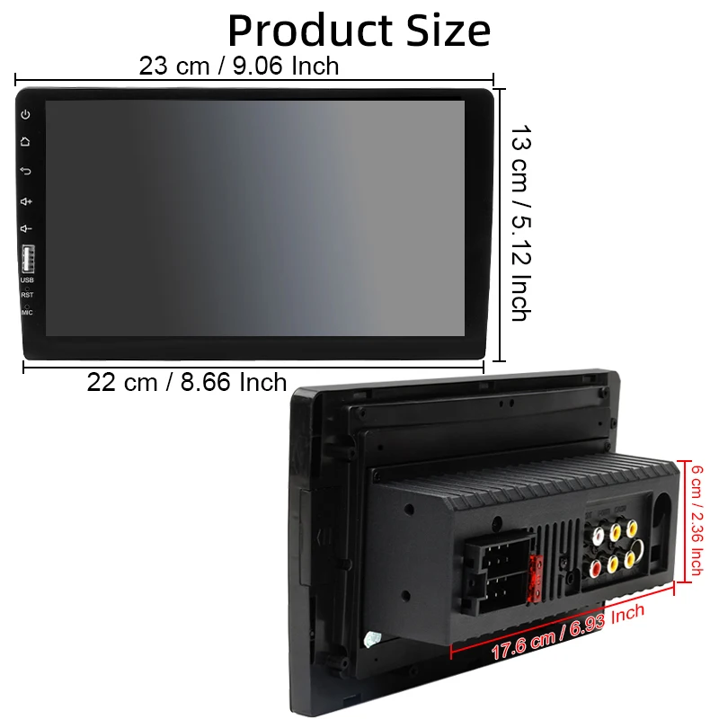 9" Car Radio 1din MP5 Multimedia Bluetooth Player Wired Carplay Android Auto Mir