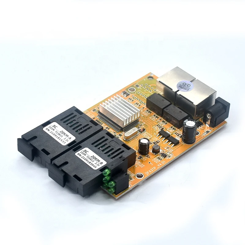 2*100Base-FX SingleFiber SC+20KM  2*10/100Base-T RJ45 2F2E Fiber Optical Media Converter PCBA