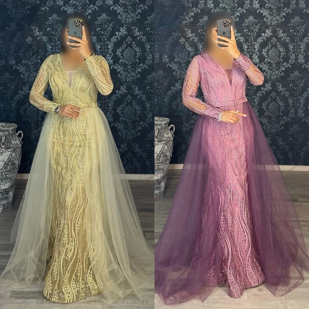 

Exquisite Prom Saudi Arabia Square Ball gown Party Dress Beading Paillette / Sequins Tulle Floor length Organza Evening