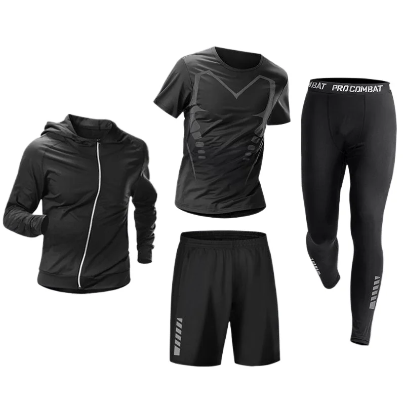 남성 스포츠웨어 1-5 PCS 세트 운동복 스포츠 슈트 남성 스포츠 빠른 건조 러닝 세트 조깅 트레이닝 체육관 피트니스 운동