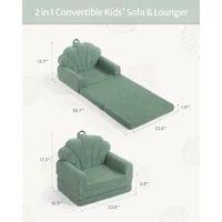 Kids Couch, 2-in-1 Soft Toddler Couch Fold Out, Toddler Chair Comfy, Convertible Sofa To Lounger with Cute Designs, 2